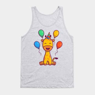 Cute Giraffe Birthday Party Cartoon Tank Top